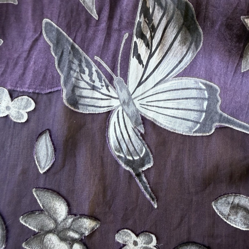 Vtg Y2K Purple Slip Dress Small Mini Sheer Butterfly Ethereal Moody Floral Fairy - Picture 3 of 12